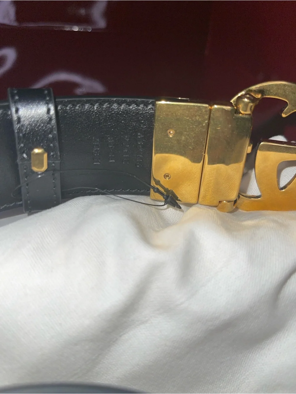 Gucci Reversible Beige GG Canvas Belt with Black Trim and Gold Double G Buckle